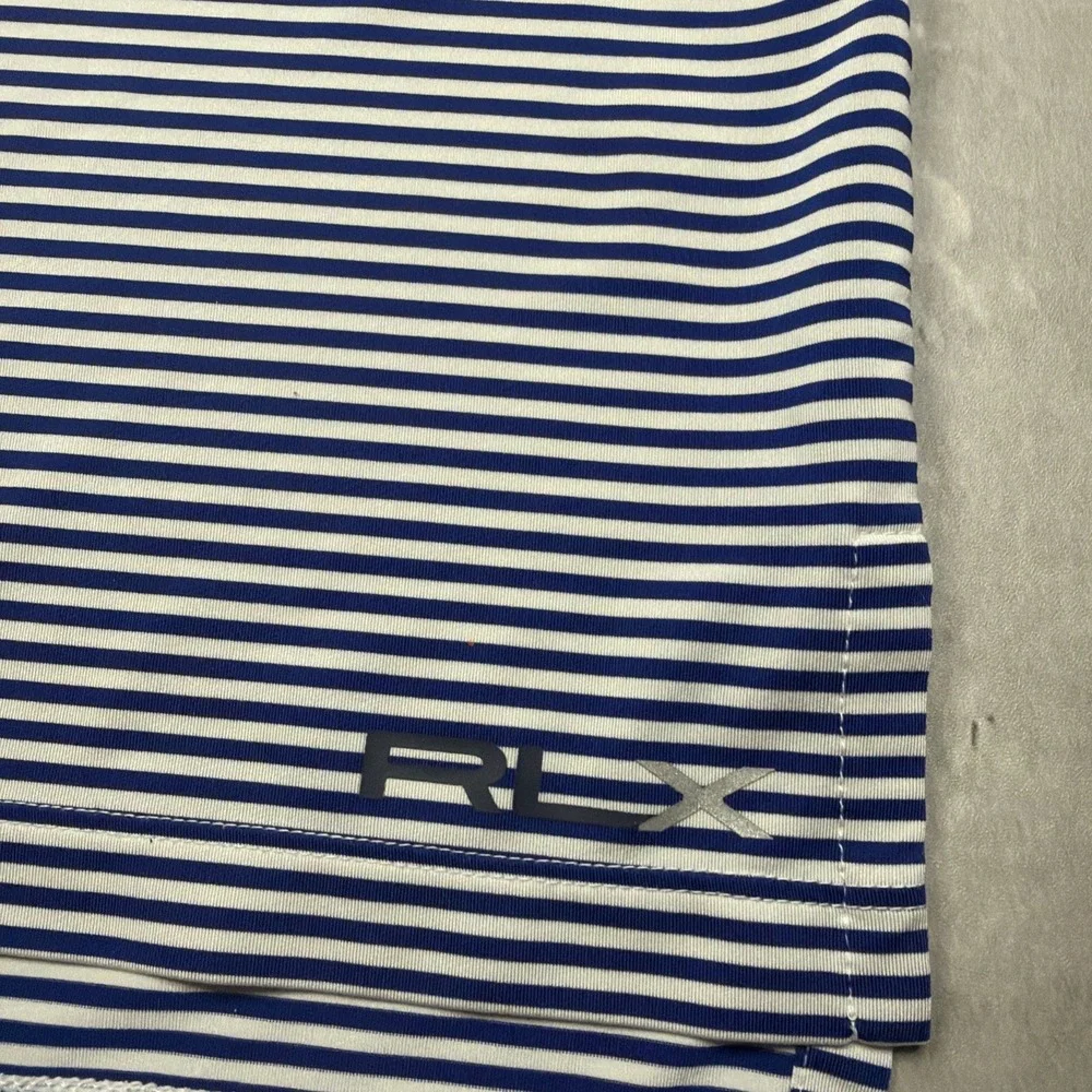 RLX Ralph LaureN Performance Golf Polo Whistling Straits Blue White Striped XL
